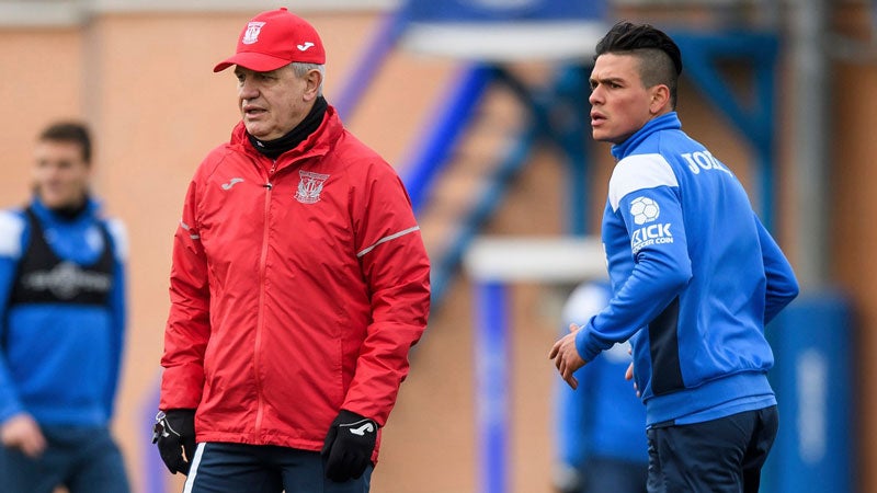 Javier Aguirre durante un entrenamiento del Leganés 