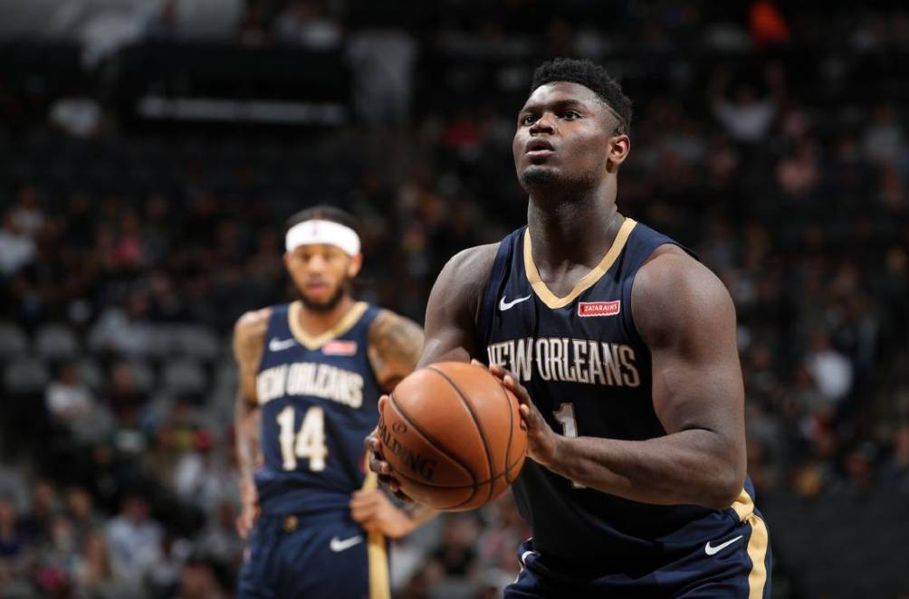 Zion en un juego con los Pelicans