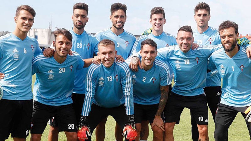 Jugadores del Celta durante un entrenamiento 