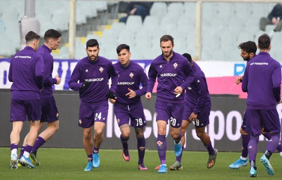 Jugadores de la Fiorentina en un entrenamiento 