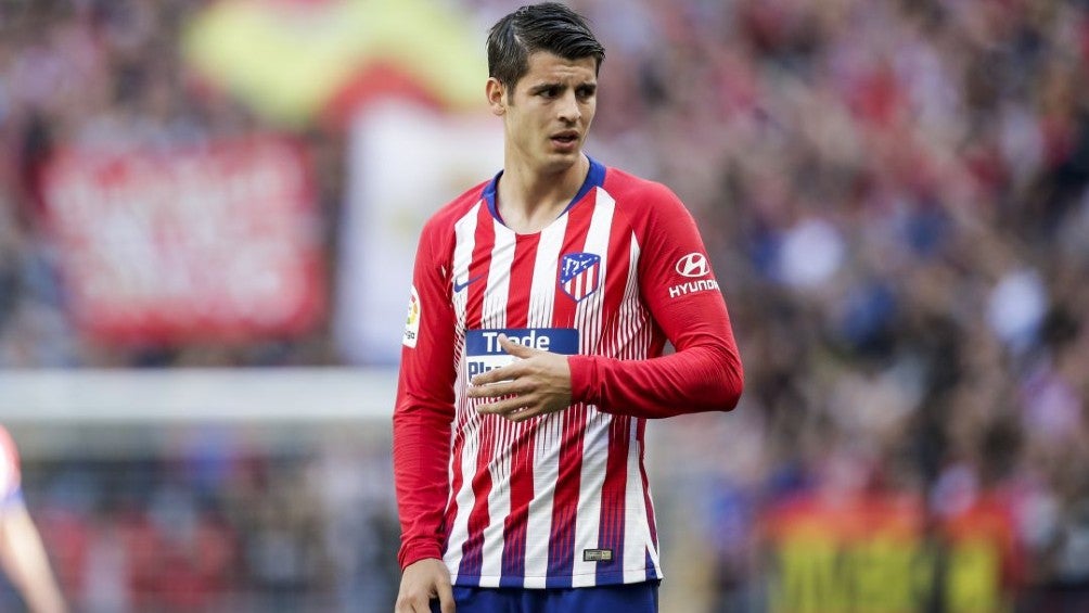 Álvaro Morata en partido del Atlético de Madrid