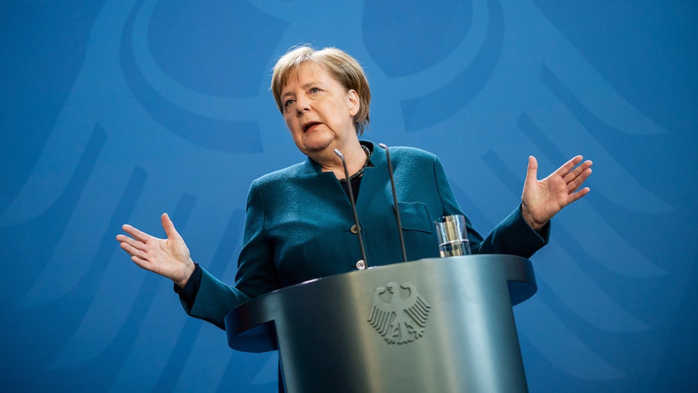 Merkel, durante una conferencia de prensa