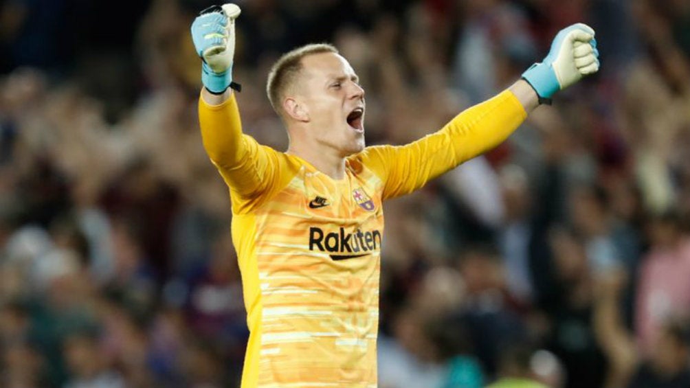 Ter Stegen celebra la goleada del Barça ante Sevilla