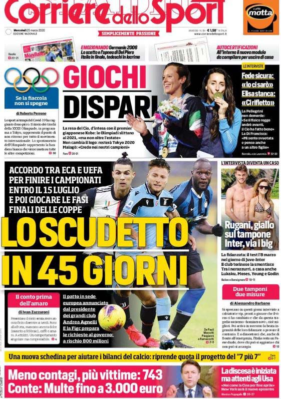 Portada de Corriere dello Sport