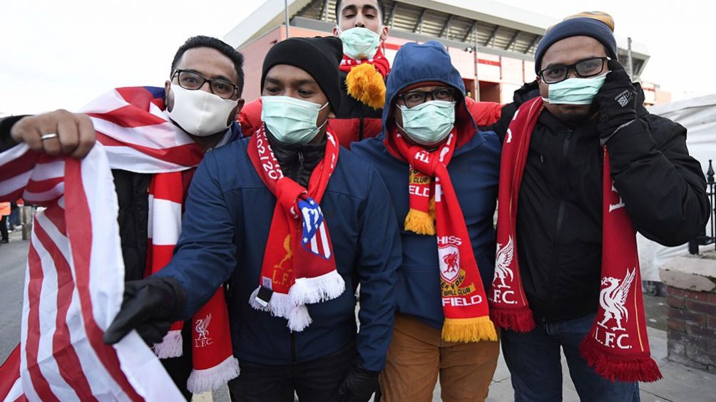 Afición del Atlético en Liverpool