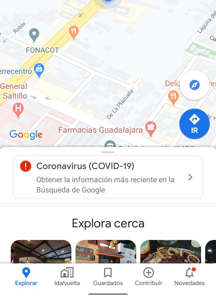 Información por parte de Google Maps