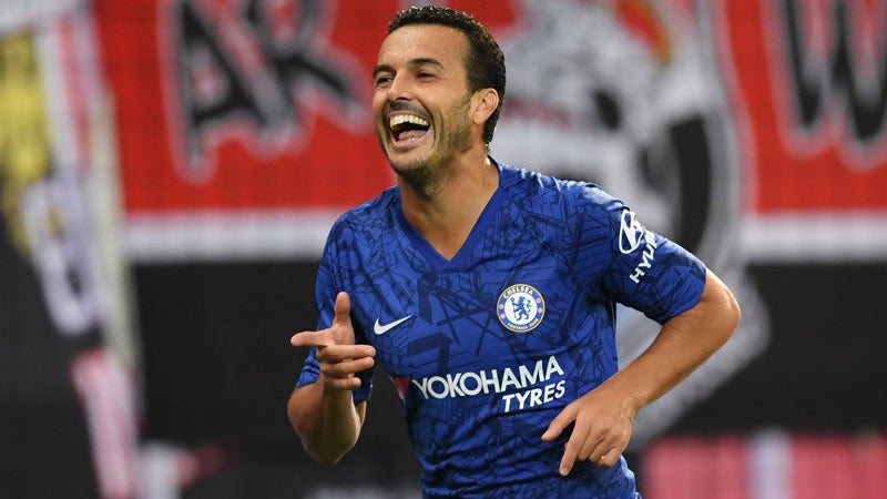 Pedro celebra una anotación con el Chelsea 