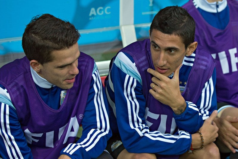 El jugador argentino, en la banca durante el Mundial de 2014