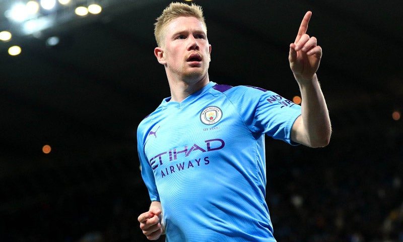 De Bruyne celebra una anotación con los Citizens 