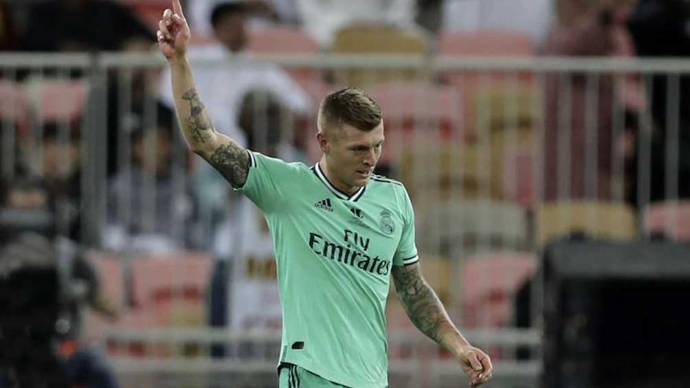 Toni Kroos celebra una anotación con el Real Madrid