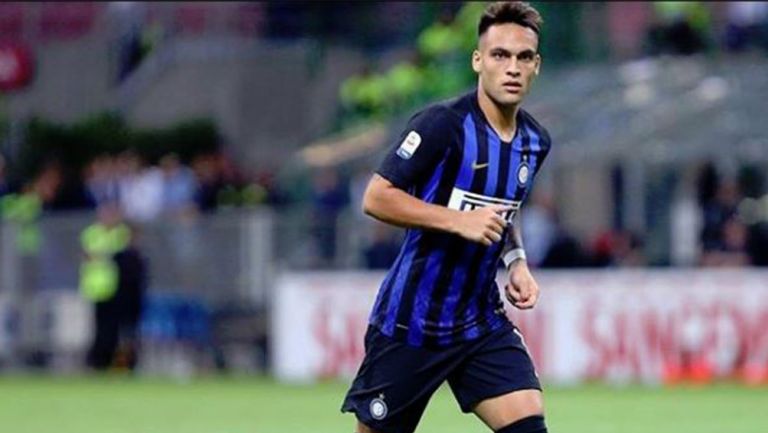 Lautaro Martínez en juego con el Inter