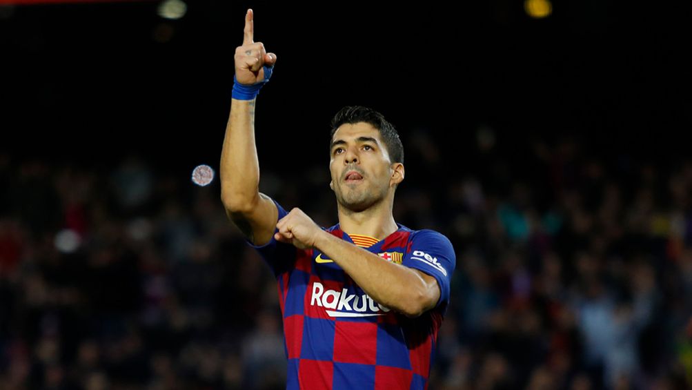 Luis Suárez festeja un gol con el Barcelona