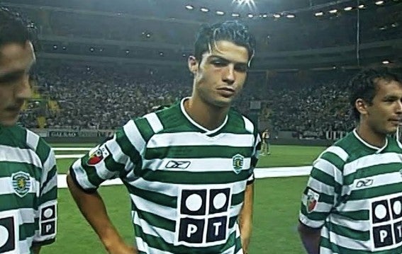 Un joven CR7 en un juego con el Sporting