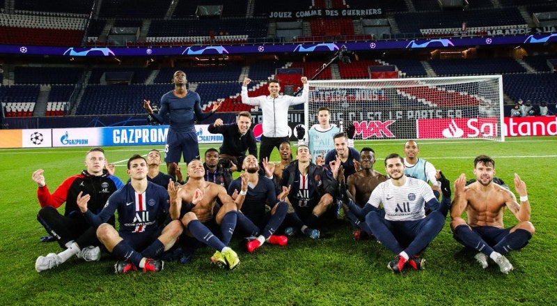 Jugadores del PSG celebrando tras eliminar al Borussia