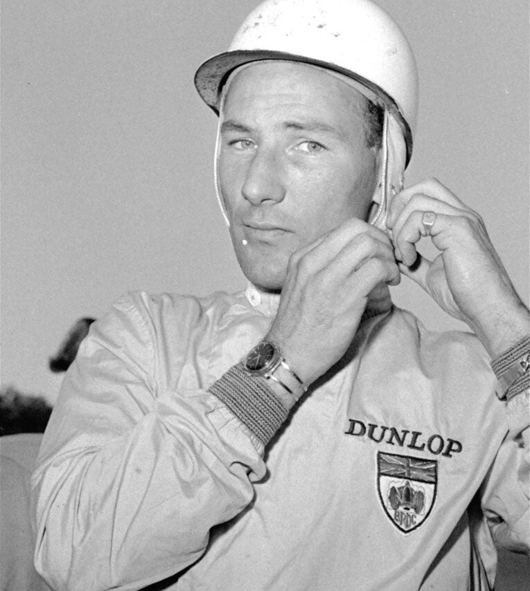 El legendario piloto antes de una carrera en 1961