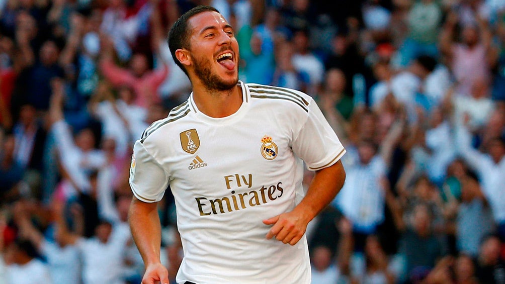 Hazard festeja uno de sus pocos goles con el Real Madrid