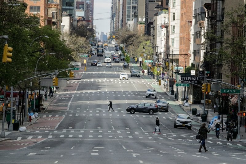 Calle en Nueva York, vacía por la cuarentena