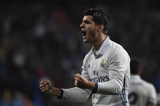 Morata celebra un gol con el Real Madrid