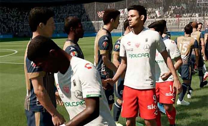 Jugadores de San Luis y Necaxa se saludan en FIFA 20