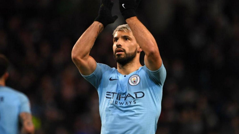 Kun Agüero durante un partido con el Manchester City