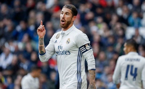 Sergio Ramos durante un juego de los Merengues