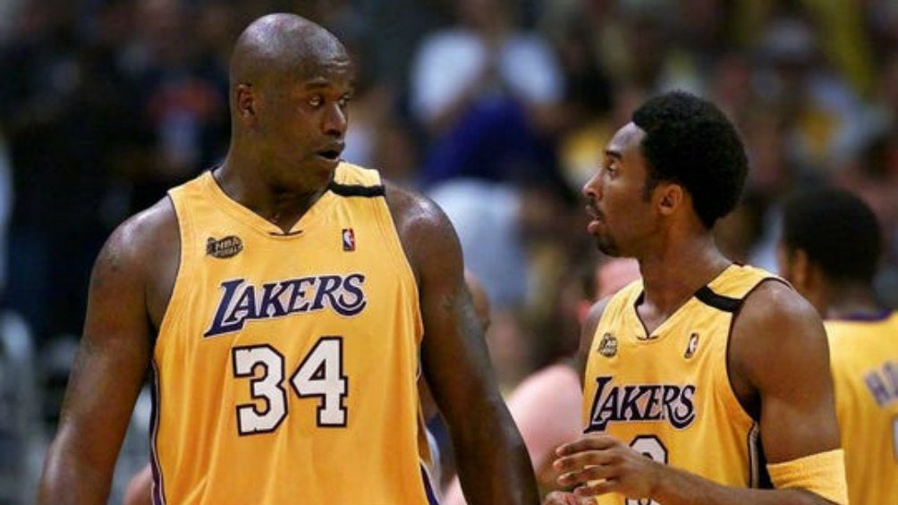 Shaquille O'Neal y Kobe Bryant con los Lakers