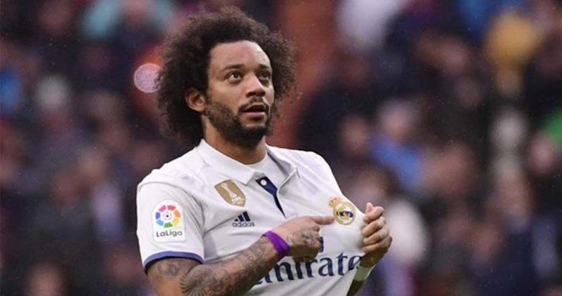 Marcelo celebra un gol con el Real Madrid 