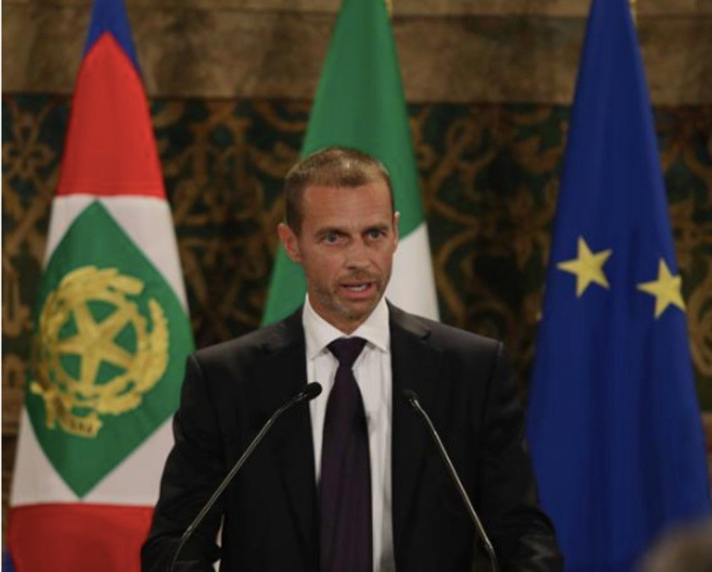 Aleksander Ceferin, presidente de la UEFA en una conferencia 