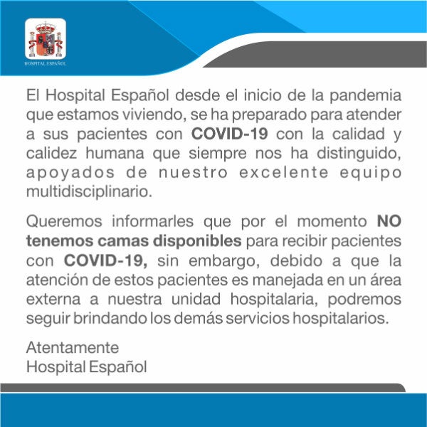 Comunicado del Hospital Español