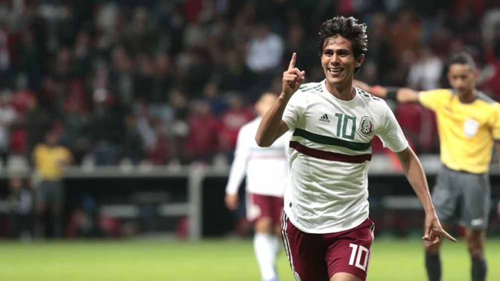 José Juan Macías celebra su gol ante Trinidad y Tobago 