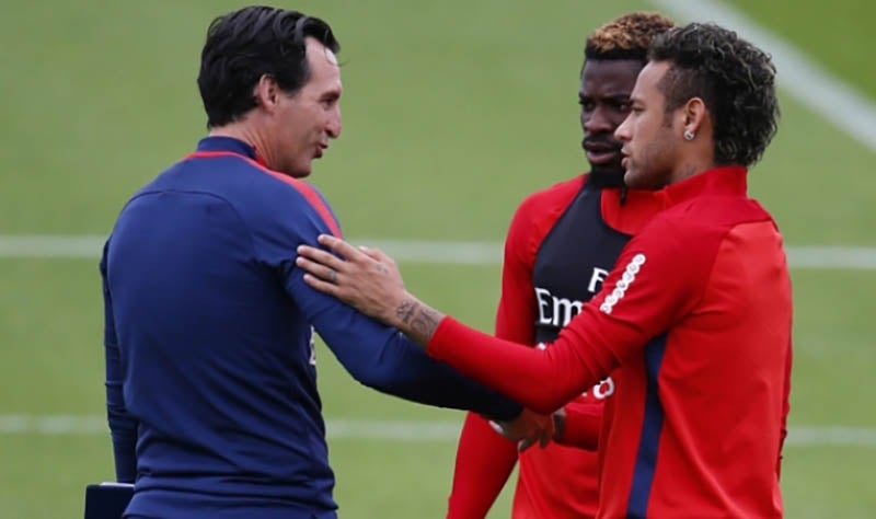 Unai Emery y Neymar durante su paso en el PSG 