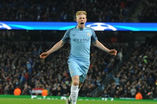 Kevin de Bruyne celebrando una anotación con Manchester City