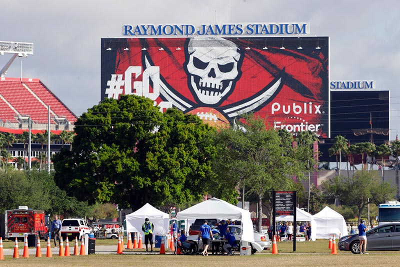 Afuera del estadio de Tampa Bay se realizaron pruebas de Covid-19