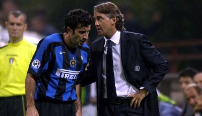 Luis Figo y Roberto Mancini