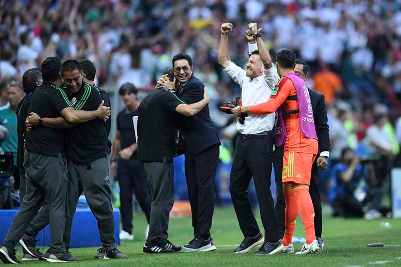 JC Osorio celebra el trunfo de México vs Alemania en Rusia 2018