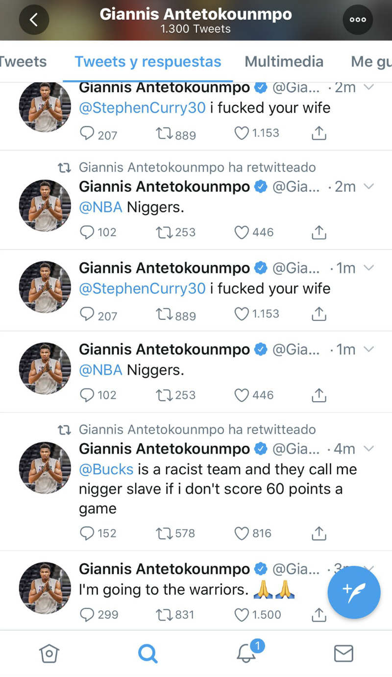 Algunos de los mensajes que leyeron en la cuenta de Twitter de Giannis