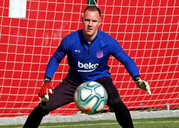 Ter Stegen, en un práctica