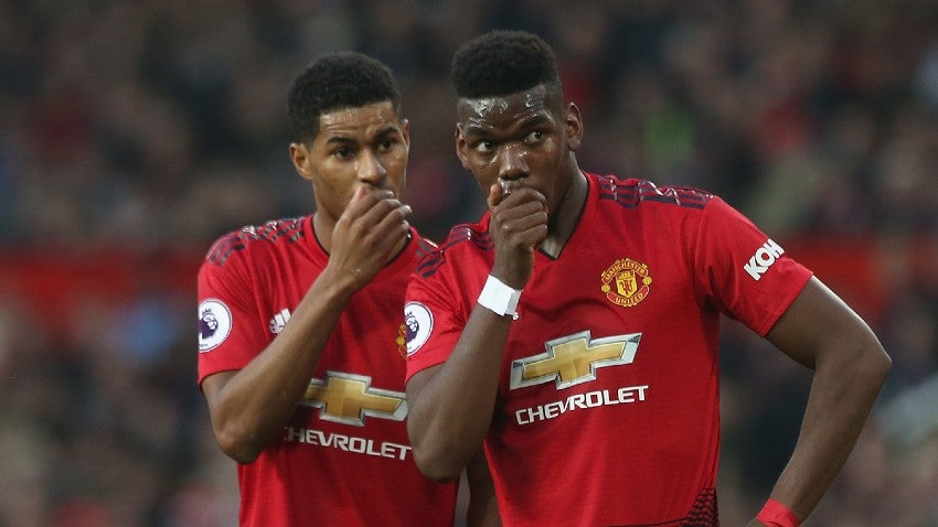 Rashford y Pogba durante un partido con el United