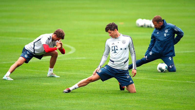 Jugadores del Bayern Munich en un entrenamiento