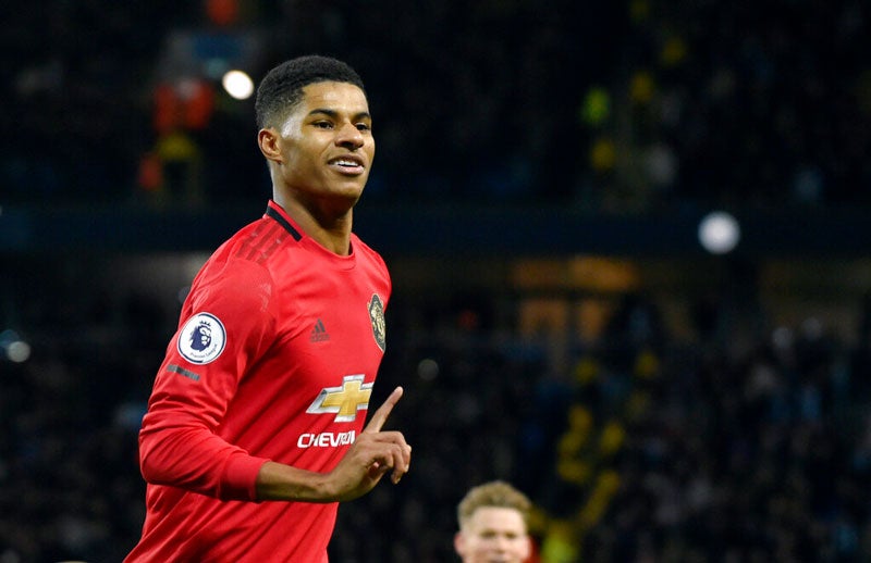 Marcus Rashford celebra un gol con el Manchester United