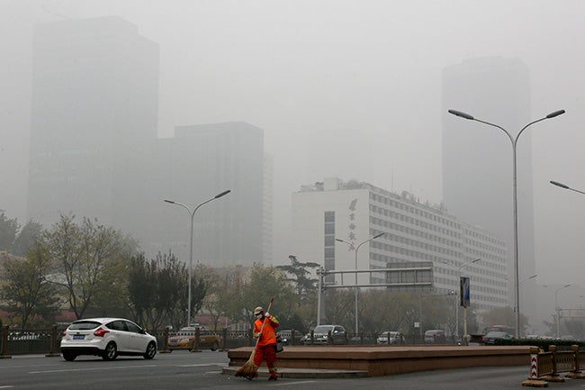 Beijing en 2018, con altos niveles de contaminación