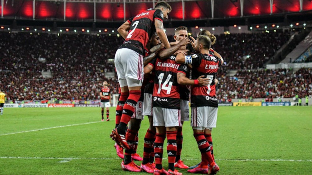 Flamengo en celebración de gol