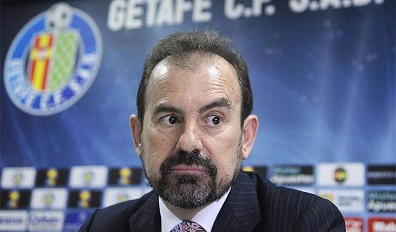 Ángel Torres durante una conferencia del Getafe 