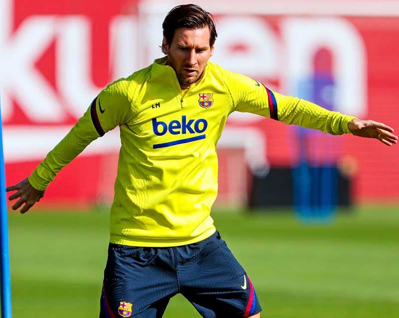 Lionel Messi durante un entrenamiento con Barcelona 