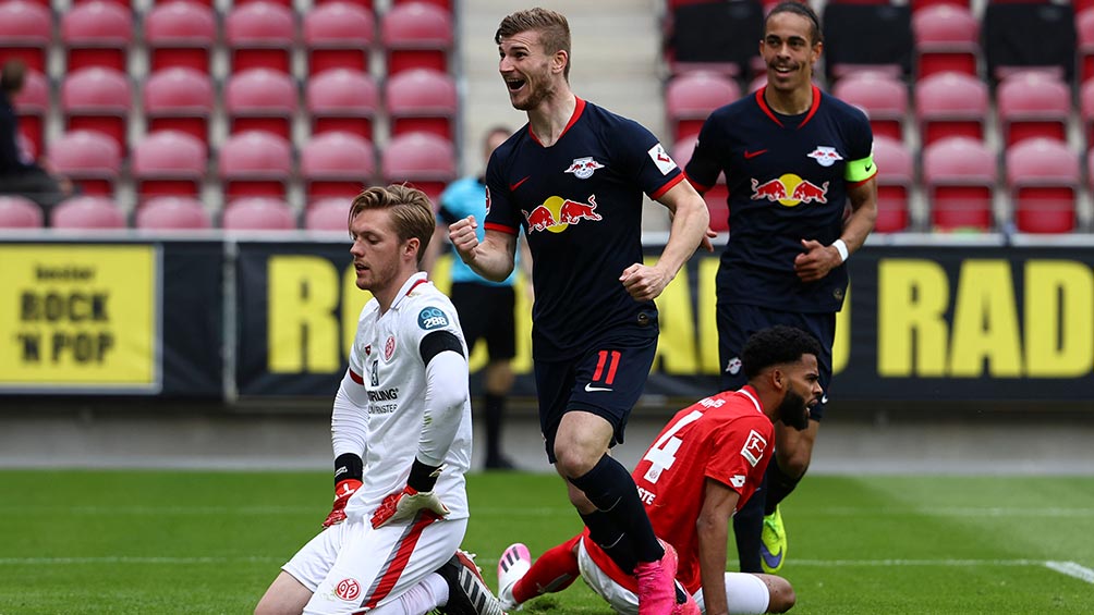 Timo Werner marcó triplete en goleada del Leipzig al Mainz