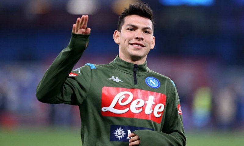 Lozano en entrenamiento con Napoli