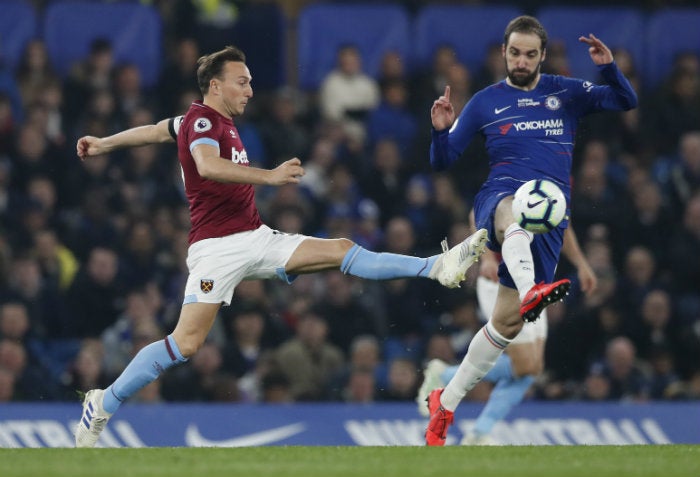 Higuaín, durante un partido contra West Ham 