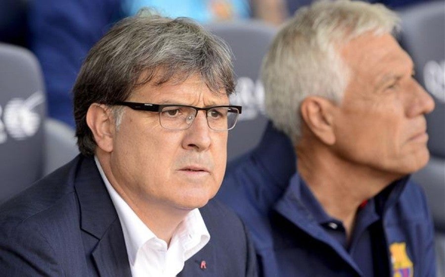 Gerardo Martino durante un partido con Barcelona