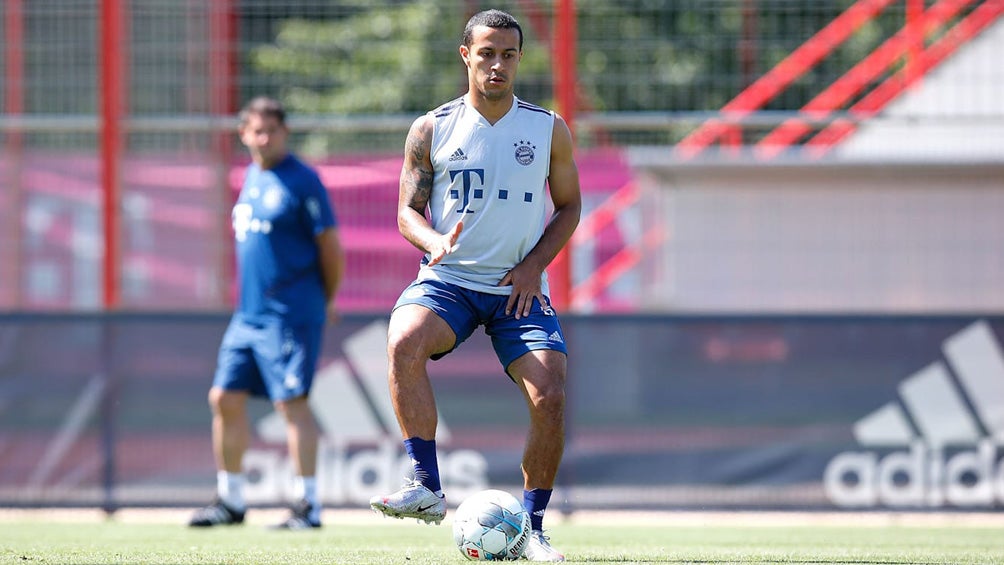 Thiago Alcántara durante un entrenamiento con Bayern Munich 