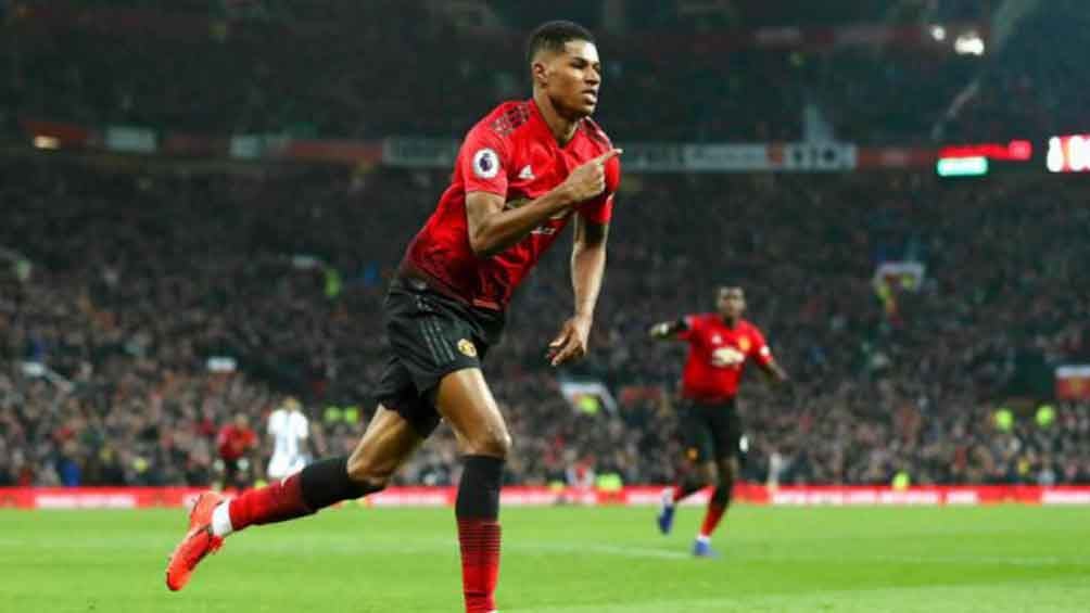 Marcus Rashford, en festejo con el Manchester United 